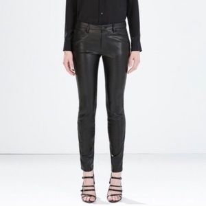 Zara Black Midrise Faux Leather Trousers Pants